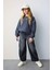 Kız Çocuk Oversize Geniş Kalıp Bisiklet Yaka Baskılı Sweatshirt C0103A824SP 12