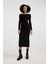 Slim Fit Dar Kesim Açık Omuz Basic Düz Uzun Kollu Midi Triko Elbise 11
