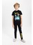 Erkek Çocuk Batman Pijama Takımı Kısa Kollu Üst Beli Lastikli Uzun Alt B5575A824SP 13
