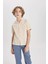 Erkek Çocuk Oversize Geniş Kalıp Polo Yaka Gofre Dokulu Kısa Kollu Gömlek B6620A824SM 15