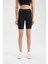 Fit Siyah Yüksek Bel Beli Saran Biker Esnek Kısa Basic Düz Sporcu Tayt Z6741AZ24SP 11