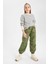 Kız Çocuk Relax Fit Bisiklet Yaka Çizgili Sweatshirt B7378A824SP 7