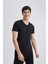 Slim Fit Dar Kesim V Yaka Kısa Kollu Üst L4884AZ24SM 9
