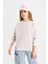 Kız Çocuk Relax Fit Bisiklet Yaka Çizgili Sweatshirt B7378A824SP 11