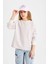 Kız Çocuk Relax Fit Bisiklet Yaka Çizgili Sweatshirt B7378A824SP 13