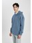 Comfort Regular Fit Rahat Kalıp Kapüşonlu Kanguru Cepli Basic Düz Sweatshirt B4446AX24SP 11
