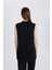 Regular Fit Bisiklet Yaka Kolsuz Basic Düz Siyah Tesettür Tunik A8352AX24SP 12