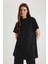 Regular Fit Bisiklet Yaka Basic Düz Kısa Kollu Siyah Tunik Tişört A8351AX24SP 11