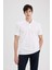%100 Pamuk Regular Fit Polo Yaka Kısa Kollu Basic Düz Pike Kumaş Beyaz Tişört C1293AX24SP 16