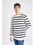 Standart Fit Normal Kesim Bisiklet Yaka Triko Çizgili Kazak B9724AX24AU 10