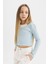 Kız Çocuk Slim Fit Dar Kesim Bisiklet Yaka Fitilli Kaşkorse Uzun Kollu Tişört B7388A824SP 12