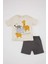 Erkek Bebek 2'li Takım Hayvan Desenli Bisiklet Yaka Kısa Kollu Tişört Şort 6