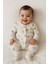 Tuem Baby Unisex Pamuklu Yıldız Desenli Baskılı Uzun Kollu Çıtçıtlı Mevsimlik Beyaz Renk Patikli Bebek Tulumu 3 Ay- 6 Ay-9 Ay 1