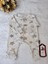 Tuem Baby Unisex Pamuklu Yıldız Desenli Baskılı Uzun Kollu Çıtçıtlı Mevsimlik Beyaz Renk Patikli Bebek Tulumu 3 Ay- 6 Ay-9 Ay 4