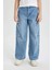 Kız Çocuk Wide Leg Kargo Geniş Paça Jean Pantolon B9821A824SM 16