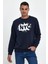 Erkek Bisiklet Yaka Rahat Kalıp 3 Iplik Kalın Nyc Baskılı Sweatshırt SPR24SW24 5