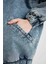 Oversize Geniş Kalıp Jean Bomber Ceket Kolej Yaka Fermuarlı Çift Cepli C1508AX24SM 13