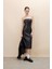 Bodycon Vücudu Saran Straplez Basic Düz Yırtmaçlı Suni Deri Midi Elbise C2284AX24SP 11
