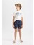 Erkek Çocuk 2'li Takım Baskılı Kısa Kollu Tişört Deniz Şortu C1295A824HS 12