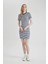 Bodycon Vücudu Saran Bisiklet Yaka Çizgili Fitilli Kaşkorse Kısa Kollu Mini Elbise C1733AX24SP 13