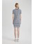 Bodycon Vücudu Saran Bisiklet Yaka Çizgili Fitilli Kaşkorse Kısa Kollu Mini Elbise C1733AX24SP 16