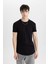 Long Muscle Fit Bisiklet Yaka Basic Düz Kısa Kollu Siyah Tişört N2104AZ24SP 8