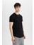 Long Muscle Fit Bisiklet Yaka Basic Düz Kısa Kollu Siyah Tişört N2104AZ24SP 9