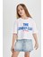 Kız Çocuk Bisiklet Yaka Crop Baskılı Kısa Kollu Tişört C2216A824SM 6