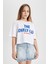 Kız Çocuk Bisiklet Yaka Crop Baskılı Kısa Kollu Tişört C2216A824SM 9