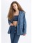 Oversize Geniş Kalıp Düğmeli Jean Blazer Ceket C3381AX24SM 12