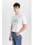%100 Pamuk Regular Fit Bisiklet Yaka Baskılı Kısa Kollu Tişört B9002AX24SM 9