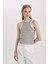 Slim Fit Dar Kesim Çizgili Halter Yaka Fitilli Kaşkorse Atlet C3119AX24SP 7