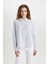 Oversize Geniş Kalıp Çizgili Yaka Boncuk Detay Oxford Uzun Kollu Gömlek B9322AX24SP 14