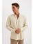 Relax Fit Polo Yaka Keten Karışımlı Pamuklu Uzun Kollu Gömlek C1106AX24SM 9