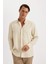 Relax Fit Polo Yaka Keten Karışımlı Pamuklu Uzun Kollu Gömlek C1106AX24SM 8