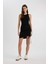 Bodycon Vücudu Saran Yuvarlak Yaka Fitilli Kaşkorse Kolsuz Mini Elbise B9613AX24SM 8