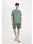 %100 Pamuk Slim Fit Dar Kesim Dar Paça Cepli Basic Düz Şort B8673AX24SM 6