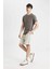 %100 Pamuk Slim Fit Dar Kesim Dar Paça Cepli Basic Düz Şort B8673AX24SM 7