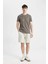 %100 Pamuk Slim Fit Dar Kesim Dar Paça Cepli Basic Düz Şort B8673AX24SM 8