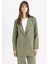 Düğmeli Cepli Basic Düz Paraşüt Kumaş Blazer Ceket 7
