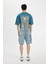 %100 Pamuk Kargo Fit Jean Bermuda Şort C2047AX24SM 16