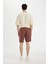 %100 Pamuk Slim Fit Dar Kesim Dar Paça Cepli Basic Düz Şort B8673AX24SM 12