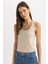 Slim Fit Dar Kesim U Yaka Basic Düz Atlet C2622AX24SP 6