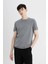 Standart Fit Yıkamalı Soluk Efektli Bisiklet Yaka Kısa Kollu Triko Tişört C4913AX24SM 9
