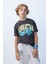 Erkek Çocuk Oversize Geniş Kalıp Bisiklet Yaka Baskılı Kısa Kollu Tişört C3901A824HS 11