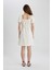 Kare Yaka Keten Kısa Kollu Mini Elbise A4768AX24SM 10