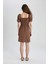 Kare Yaka Keten Kısa Kollu Mini Elbise A4768AX24SM 10
