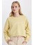 Boxy Fit Bisiklet Yaka Baskılı Kalın Sweatshirt C5385AX23CW 6