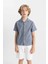 Erkek Çocuk Oversize Geniş Kalıp Polo Yaka Gofre Dokulu Kısa Kollu Gömlek C5234A824HS 7