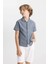 Erkek Çocuk Oversize Geniş Kalıp Polo Yaka Gofre Dokulu Kısa Kollu Gömlek C5234A824HS 9